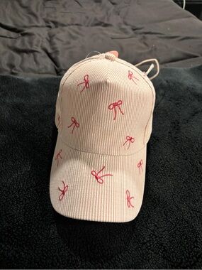 Pink Juicy Couture baseball cap with bow details and bow tie in the back #y2k